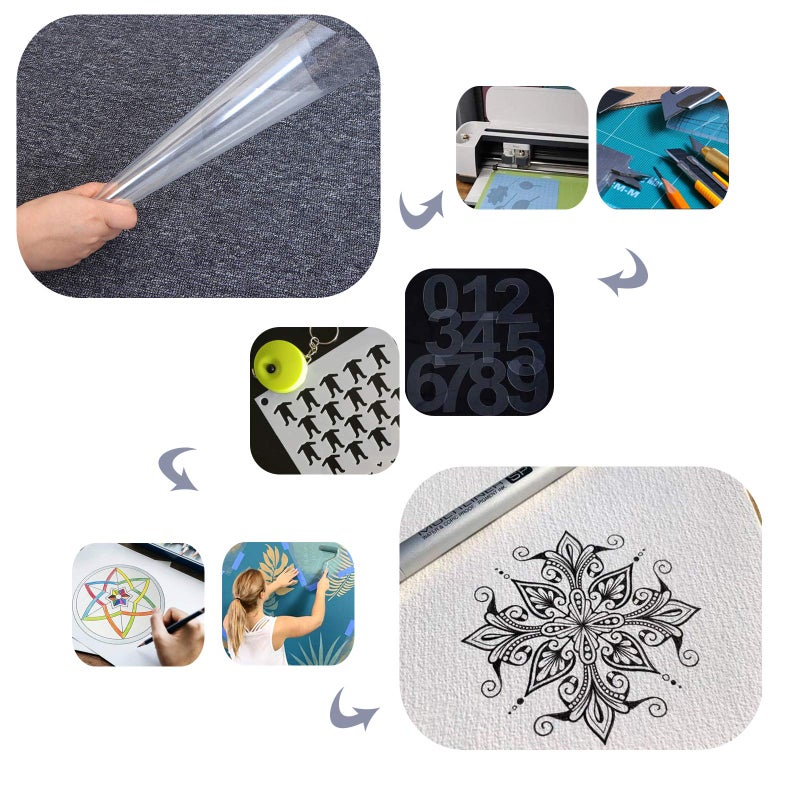 Aulufft 15 Pcs 7.5 mil Blank Stencil,12" x 12" Milky Translucent PET Stencils Sheets,Square Stencil Template Reusable Template Material for Making Your Own Stencils - Image 1